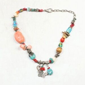 Murano Beads Necklace 18 in. with butterfly charm